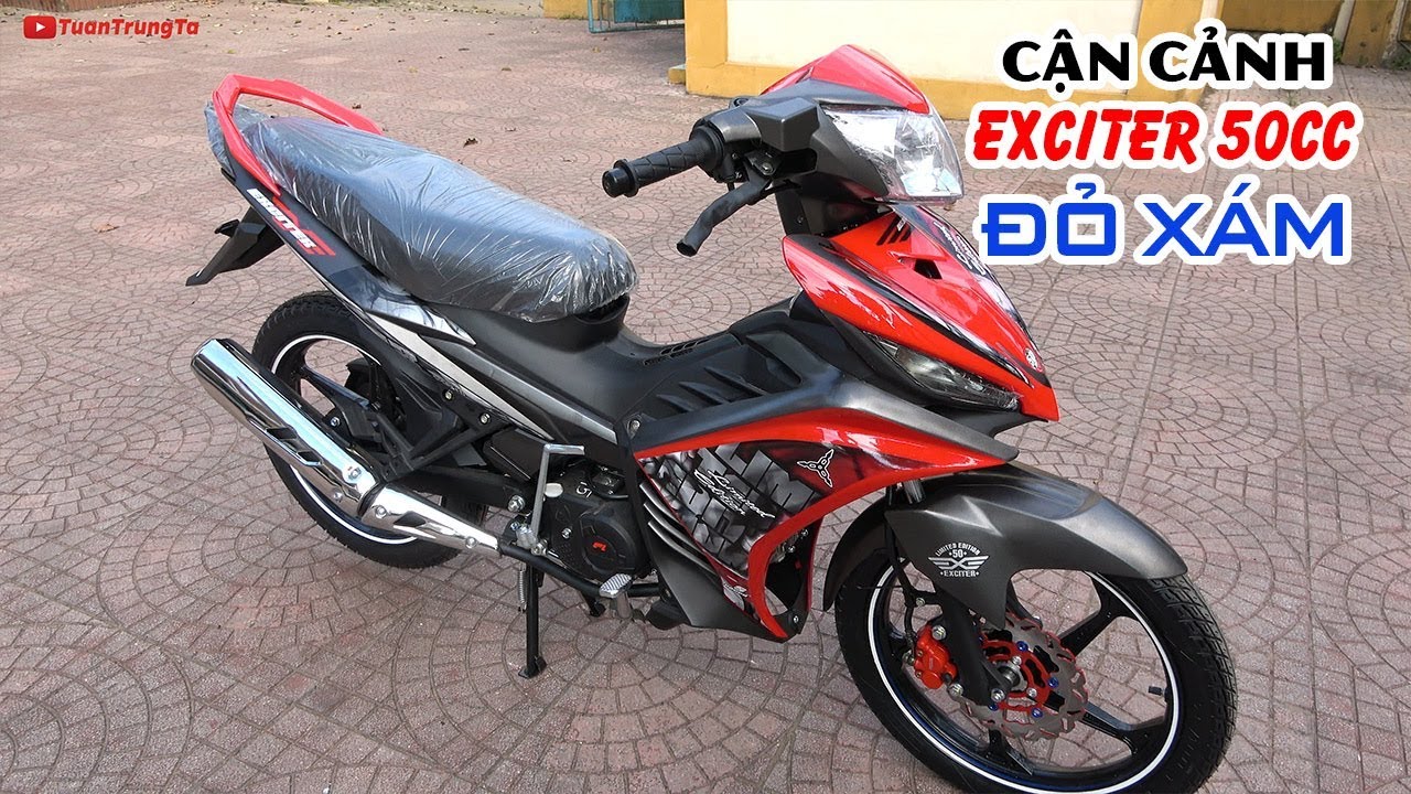 Cận cảnh Exciter 50cc 2018 Đỏ Xám ▶ Dân chơi đội mũ đỏ!