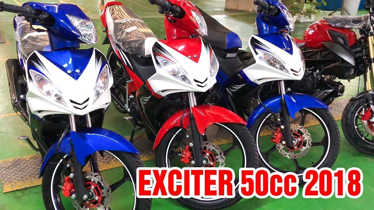Exciter 50cc 2018 Trắng Đỏ ▶ Đánh giá cận cảnh, đọ dáng cùng Xanh GP!