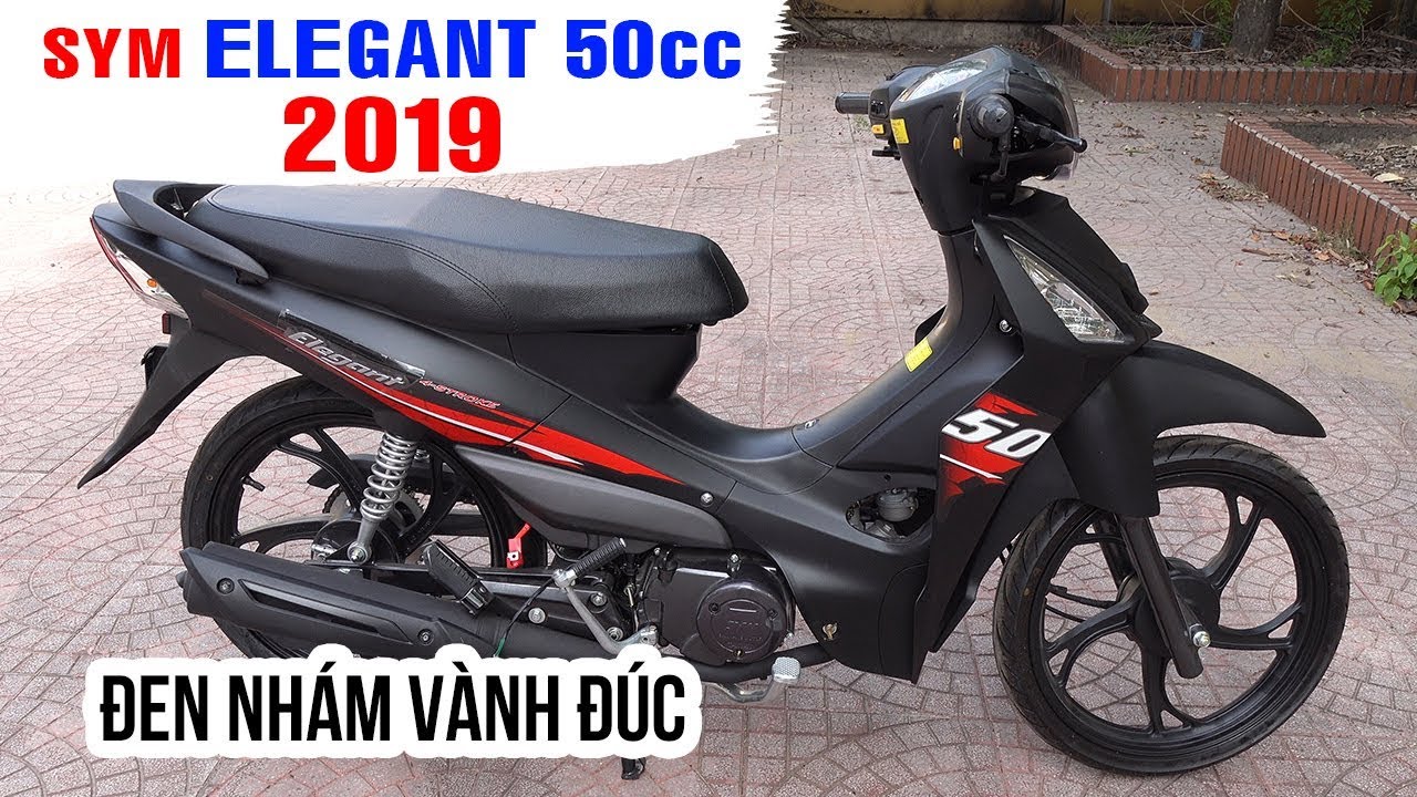 SYM Elegant 50cc 2019 Đen Nhám Vành Đúc ▶ Đánh giá chi tiết