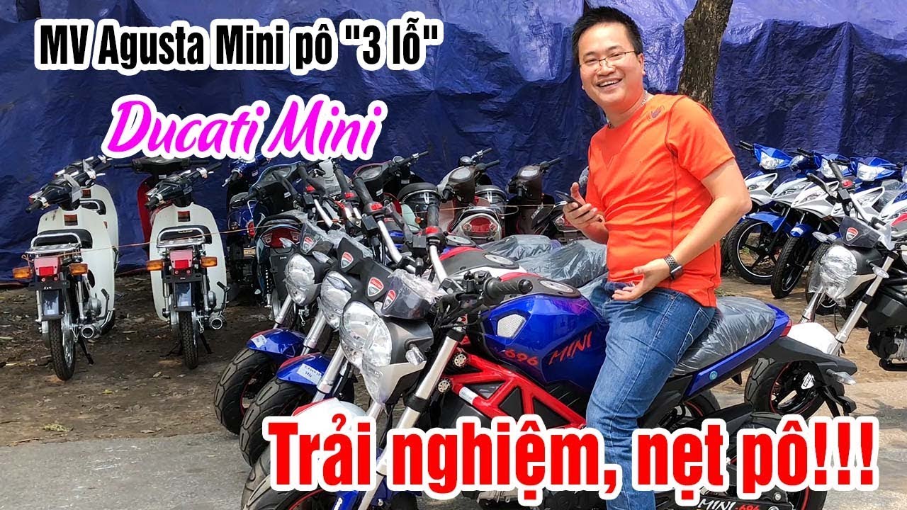 Đánh giá MV Agusta Mini pô "3 lỗ" hầm hố giá rẻ, Ducati Mini độ pô Akrapovic cực hay!